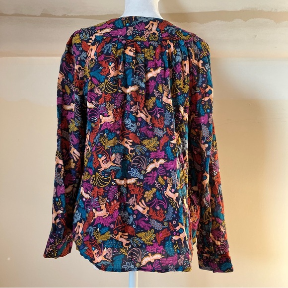 25 of 52 Conversations by Anthropologie Oh Deer Forest Friends Blouse size 6 - Picture 4 of 8